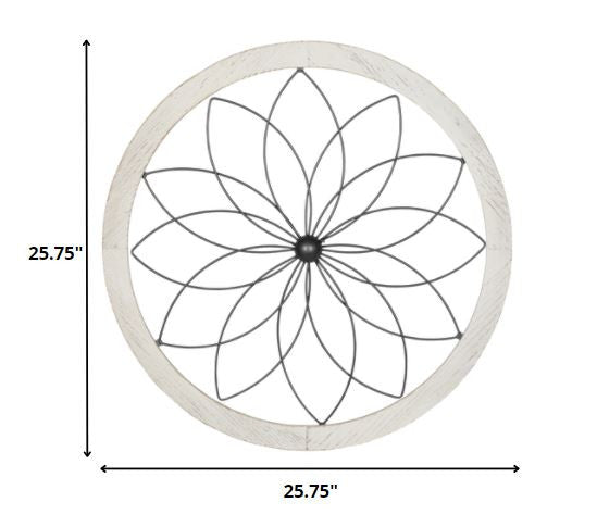 Distressed Chic Flower Metal and Wood Wall Decor By Homeroots | Wall Decor | Modishstore - 3