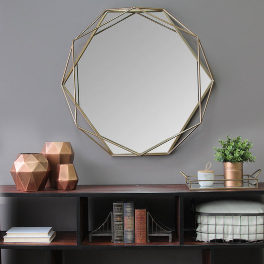 Gold Metal Octagon Framed Wall Mirror By Homeroots | Mirrors | Modishstore - 2
