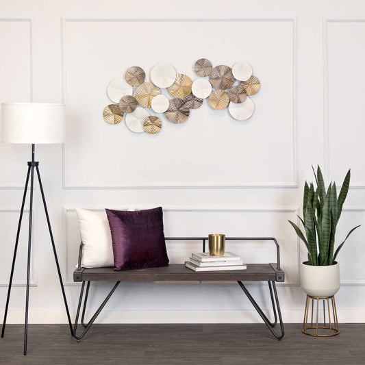 Tri Color Modern Circles Metal Wall Decor By Homeroots | Wall Decor | Modishstore