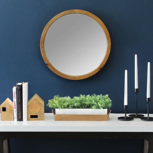20" Chic Round Wood Framed Wall Mirror By Homeroots | Mirrors | Modishstore