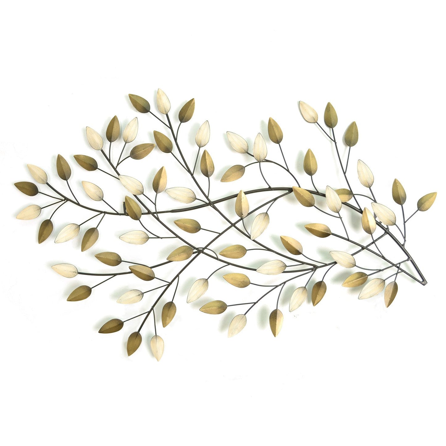 Gold and Beige Metal Blowing Leaves Wall Decor By Homeroots | Wall Decor | Modishstore - 2