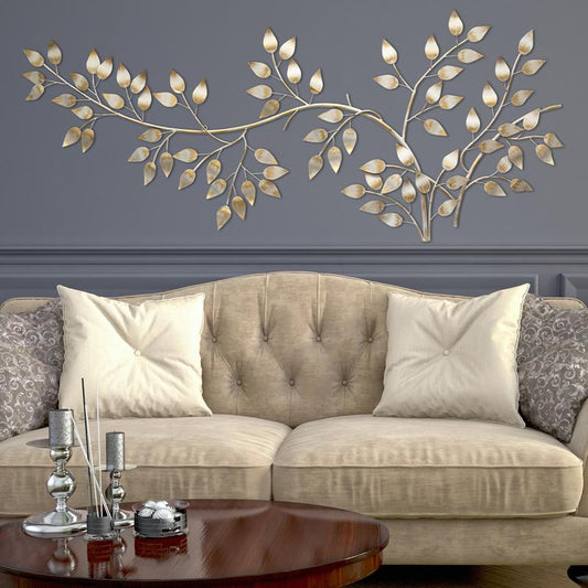 Brushed Gold Flowing Leaves Metal Wall Decor By Homeroots | Wall Decor | Modishstore
