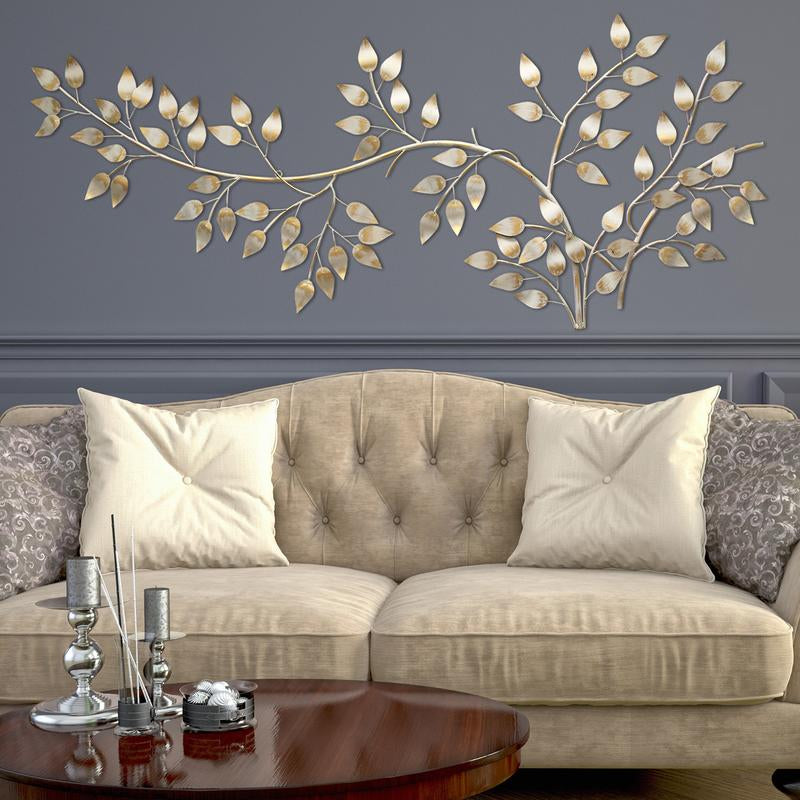 Brushed Gold Flowing Leaves Metal Wall Decor By Homeroots | Wall Decor | Modishstore