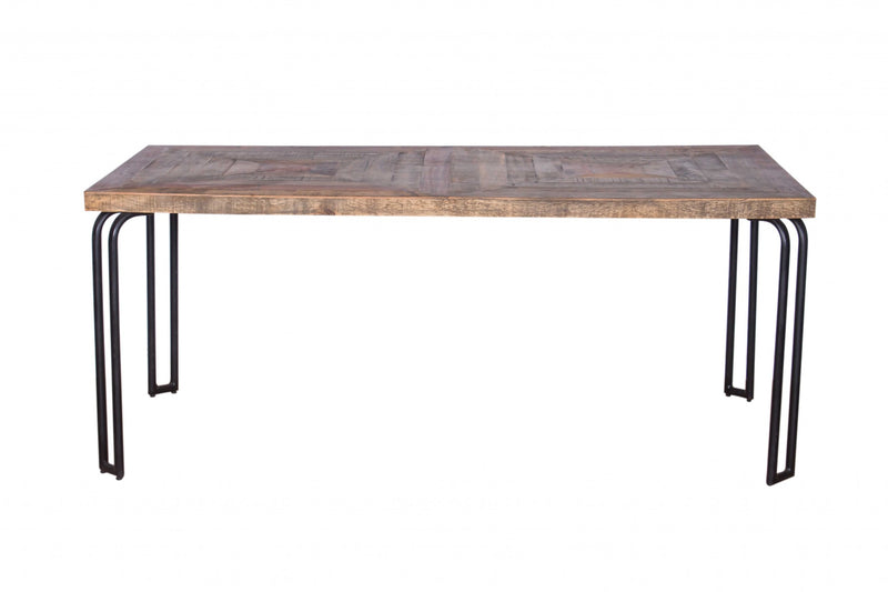 Natural Black 6 Wood 3 Iron Small Dining Table By Homeroots | Dining Tables | Modishstore