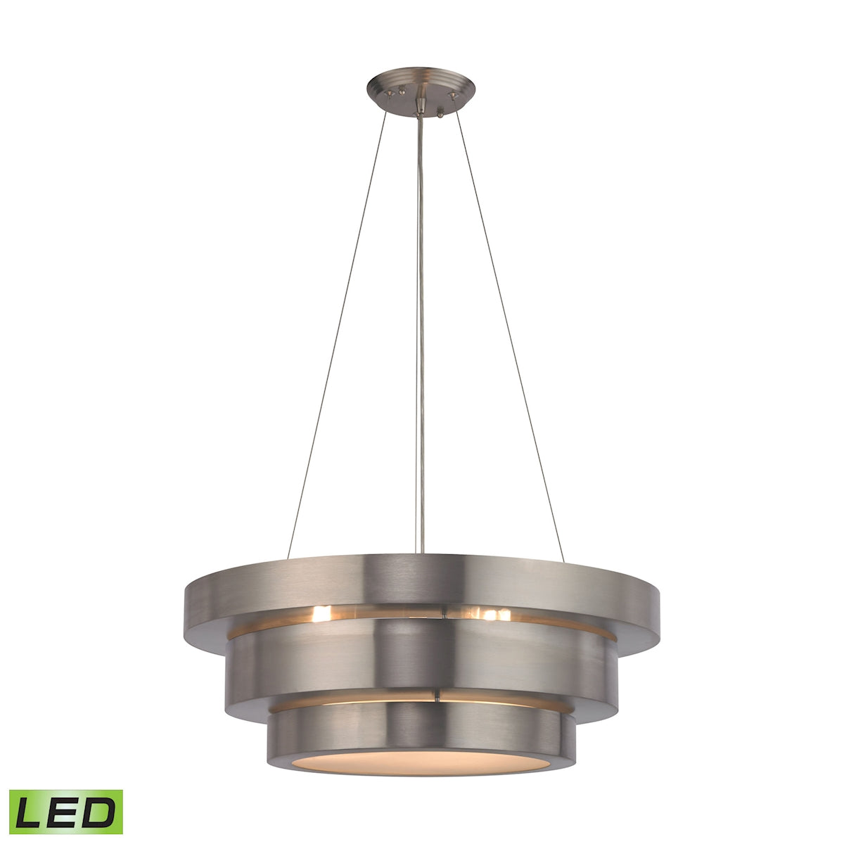 Layers 3-Light Chandelier in Brushed Stainless with Frosted Glass Diffuser - Includes LED Bulbs ELK Lighting | Chandeliers | Modishstore