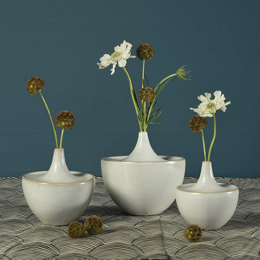 HomArt Lief Ceramic Vase - White - Set of 4 | Modishstore | Vases