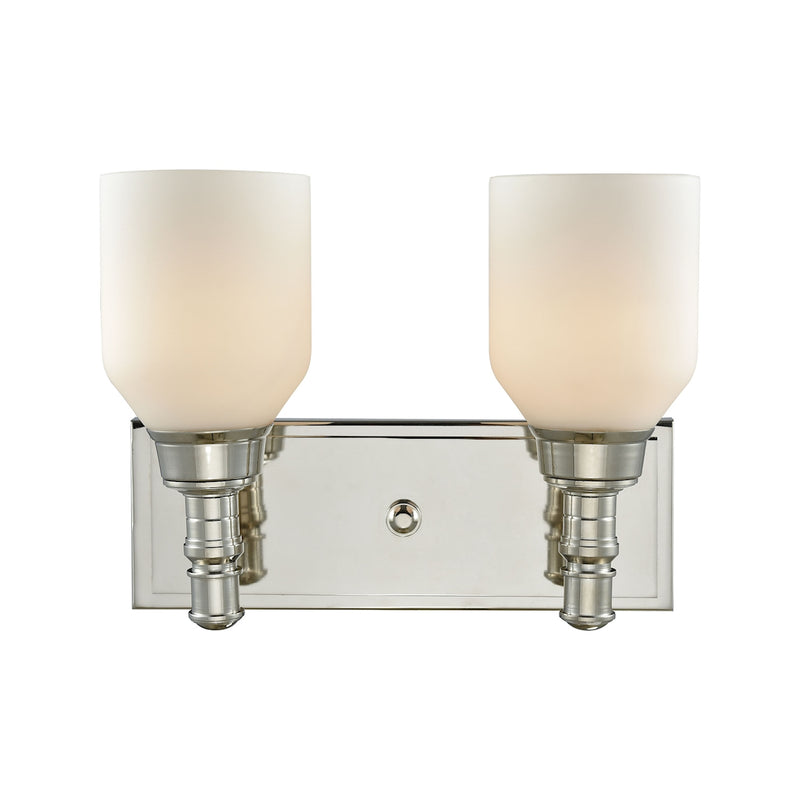 Baxter 2-Light Vanity Lamp in Polished Nickel with Opal White Glass ELK Lighting | Vanity Light | Modishstore