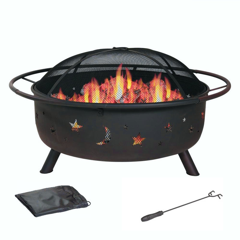 30" Fire Pit with Charcoal Grill and Spark Screen By Homeroots | FIRE PITS | Modishstore
