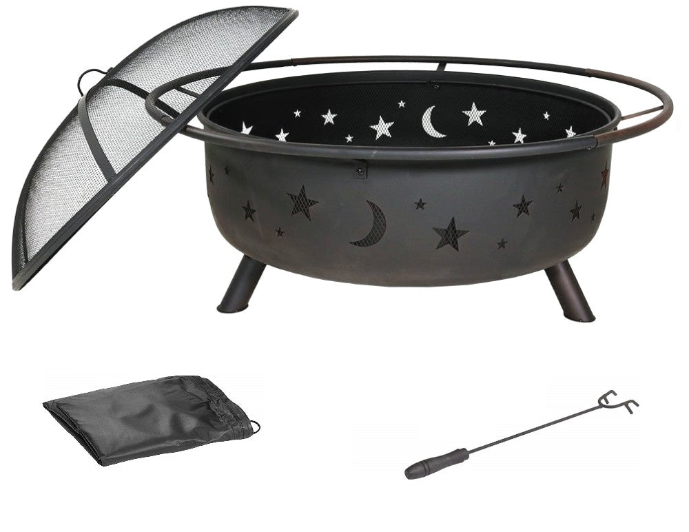 30" Fire Pit with Charcoal Grill and Spark Screen By Homeroots | FIRE PITS | Modishstore - 2