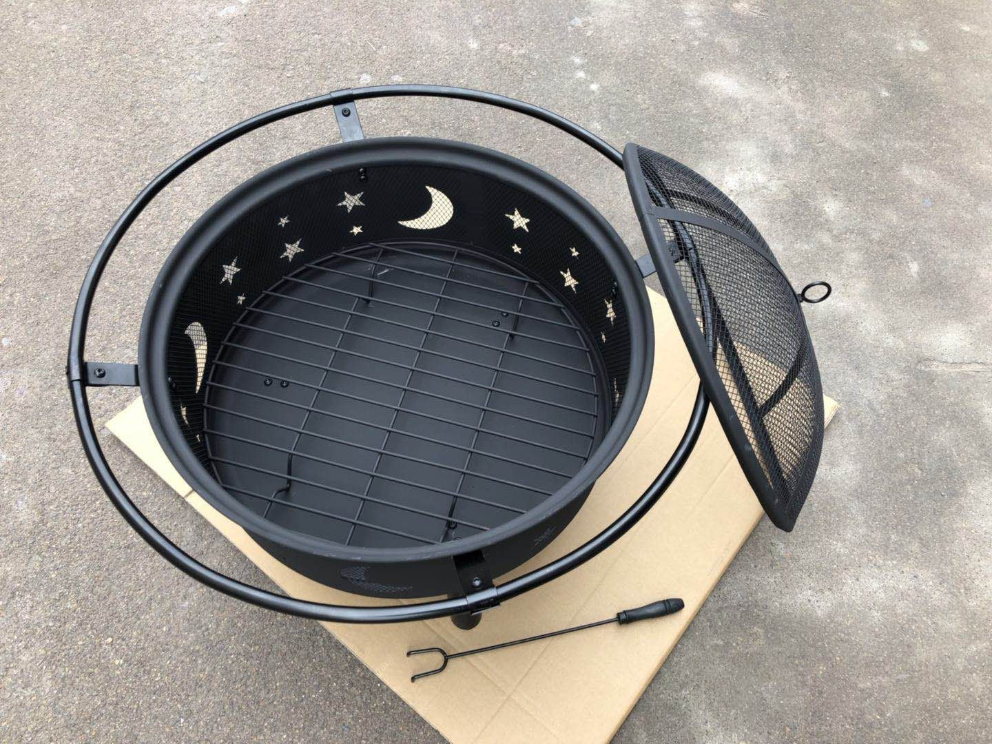 30" Fire Pit with Charcoal Grill and Spark Screen By Homeroots | FIRE PITS | Modishstore