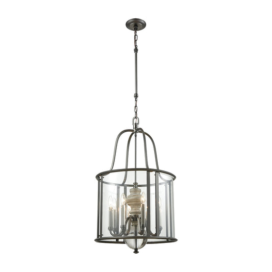 Neo Classica 8-Light Chandelier in Aged Black Nickel with Weathered Birch and Clear Crystal ELK Lighting | Chandeliers | Modishstore