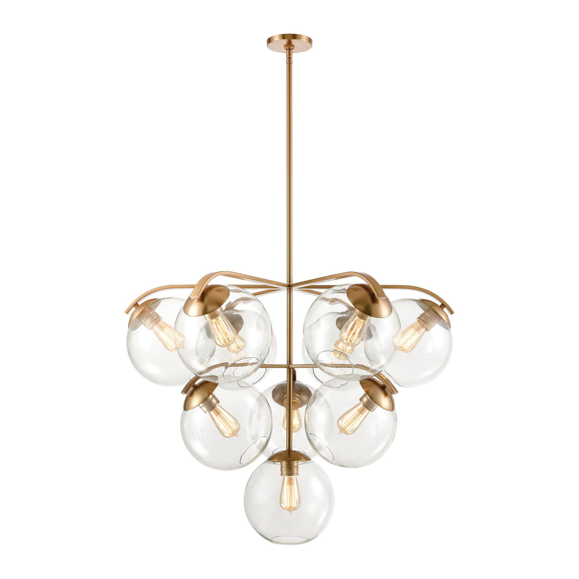 Collective 10-Light Chandelier in Satin Brass with Clear Glass ELK Lighting | Chandeliers | Modishstore