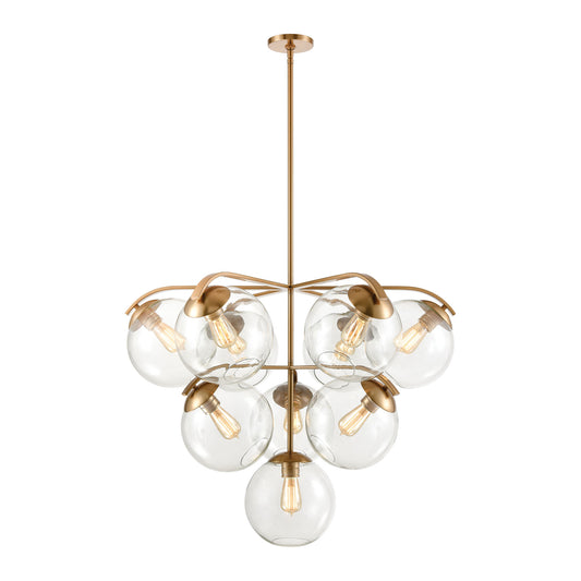 Collective 10-Light Chandelier in Satin Brass with Clear Glass ELK Lighting | Chandeliers | Modishstore