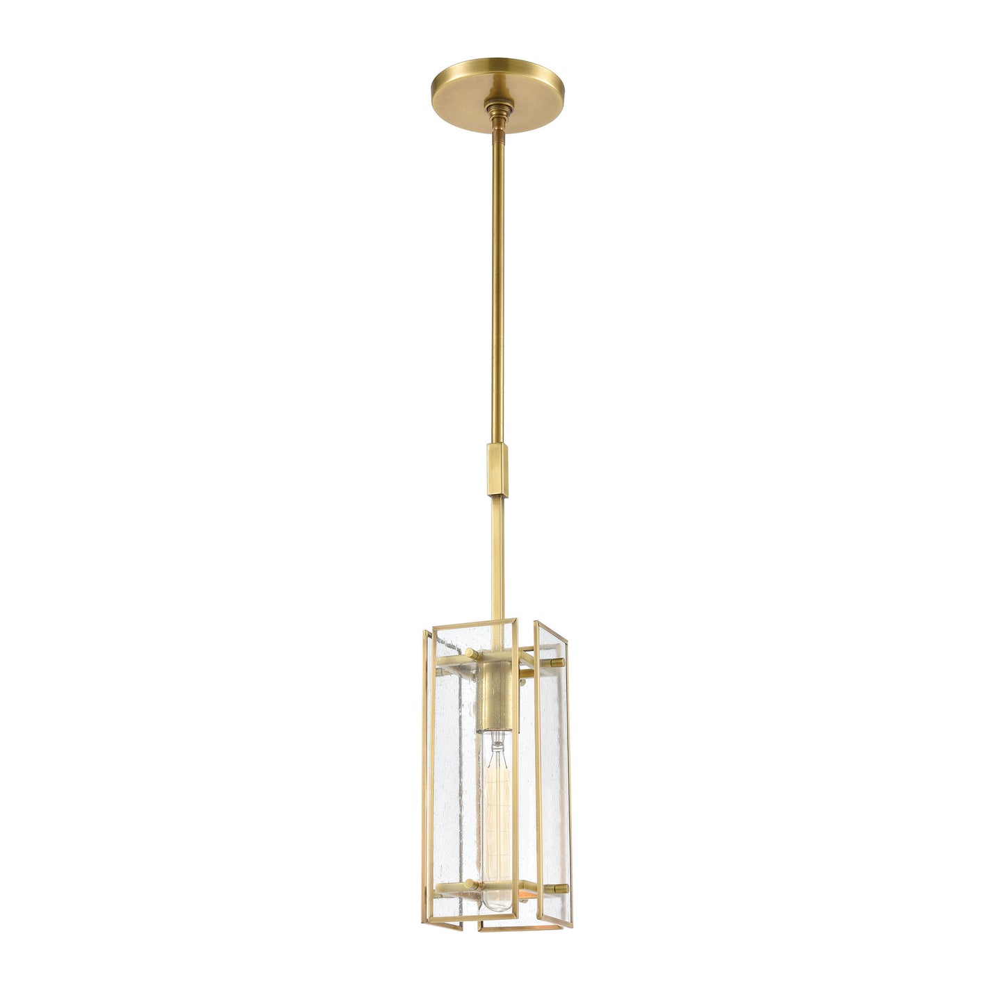 Hyde Park 1-Light Mini Pendant in Satin Brass with Seedy Glass ELK Lighting | Pendant Lamps | Modishstore