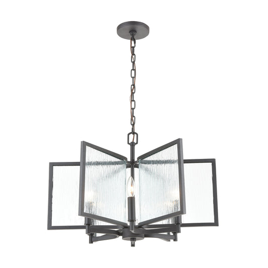 Inversion 6-Light Chandelier in Charcoal with Textured Clear Glass ELK Lighting | Chandeliers | Modishstore