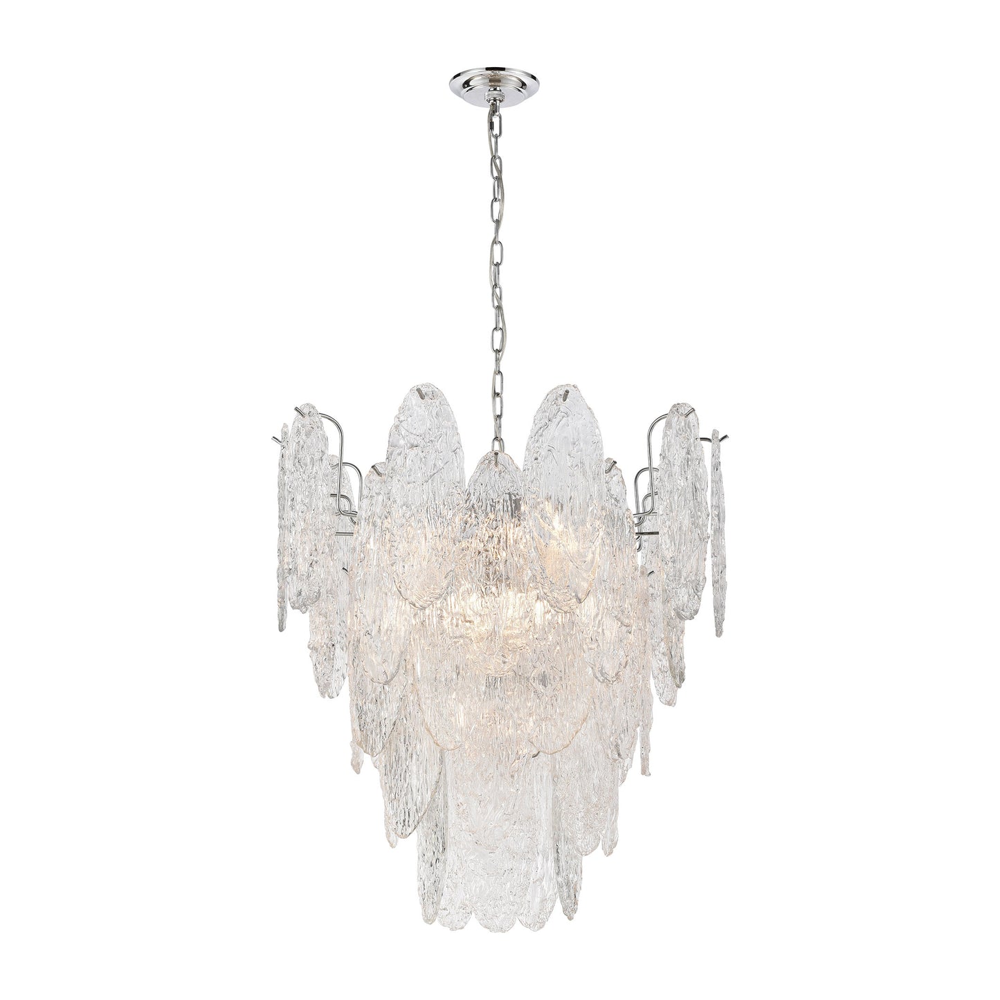 Frozen Cascade 9-Light Chandelier in Polished Chrome with Clear Textured Glass ELK Lighting | Chandeliers | Modishstore