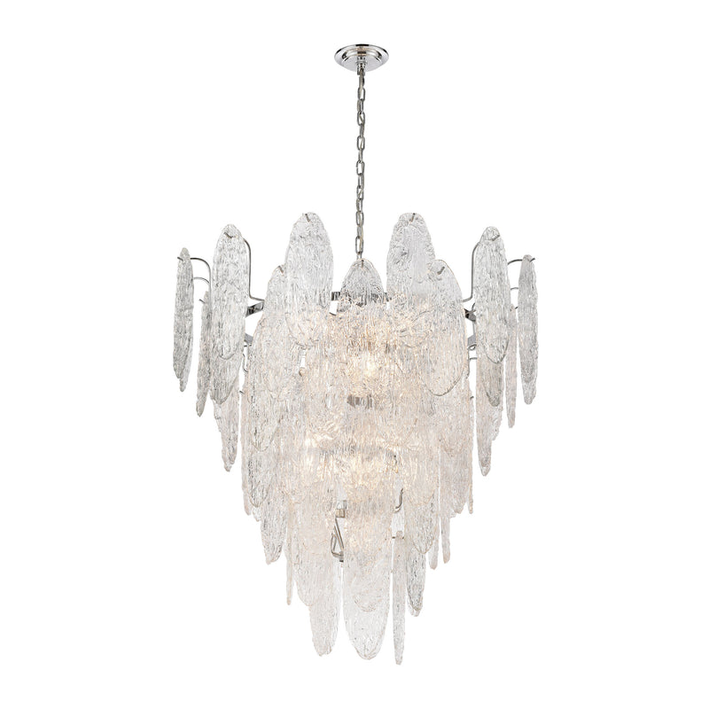 Frozen Cascade 13-Light Chandelier in Polished Chrome with Clear Textured Glass ELK Lighting | Chandeliers | Modishstore