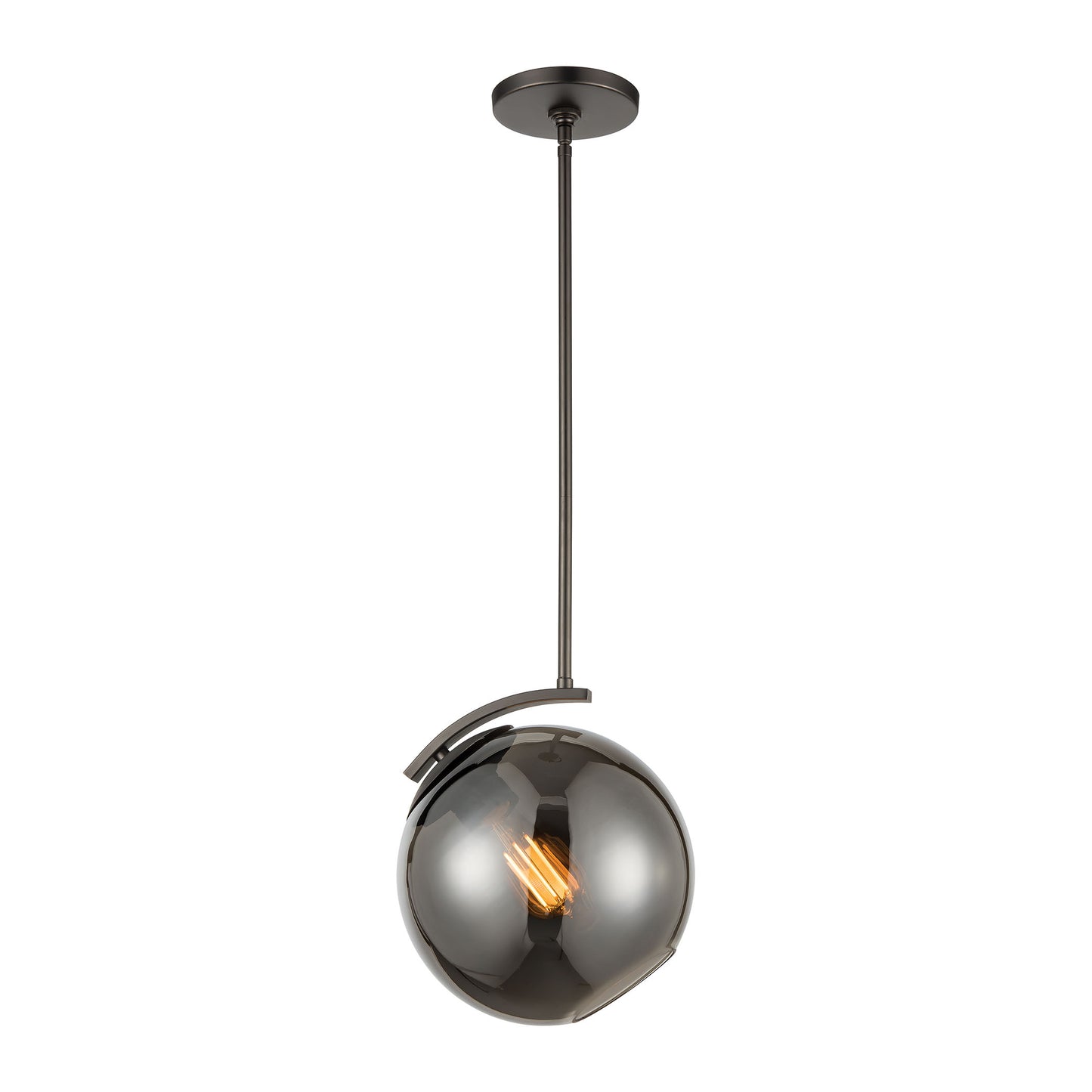Collective 1-Light Mini Pendant in Black Nickel with Smoke Glass ELK Lighting | Pendant Lamps | Modishstore