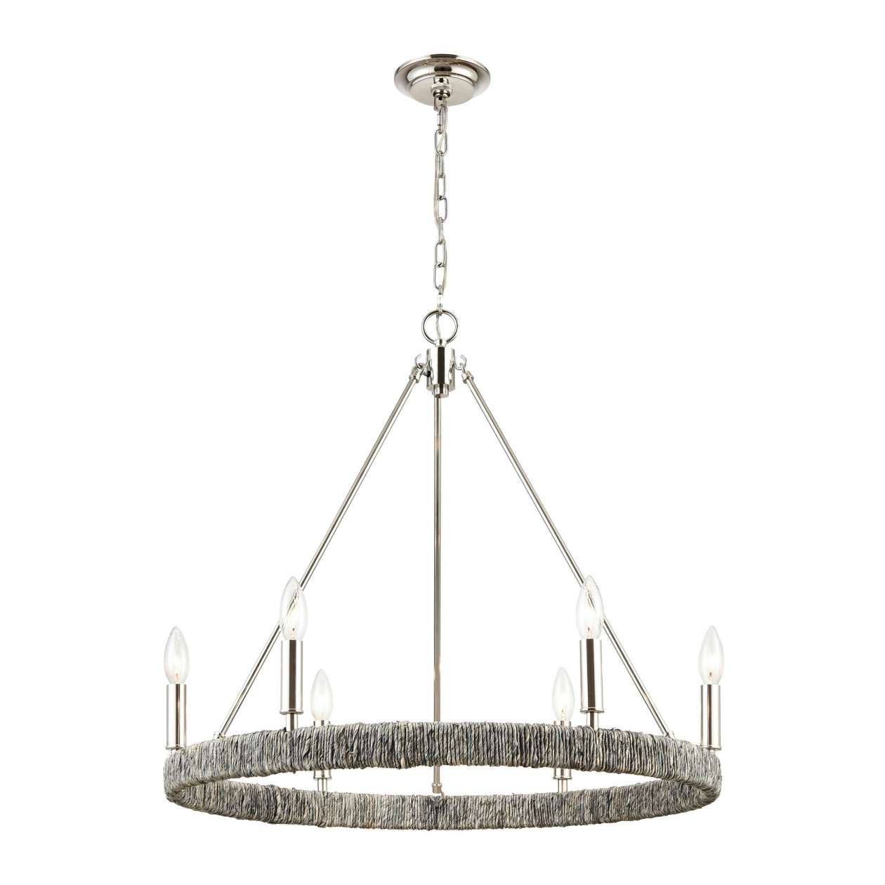 Abaca 6-Light chandelier in Polished Nickel ELK Lighting | Chandeliers | Modishstore