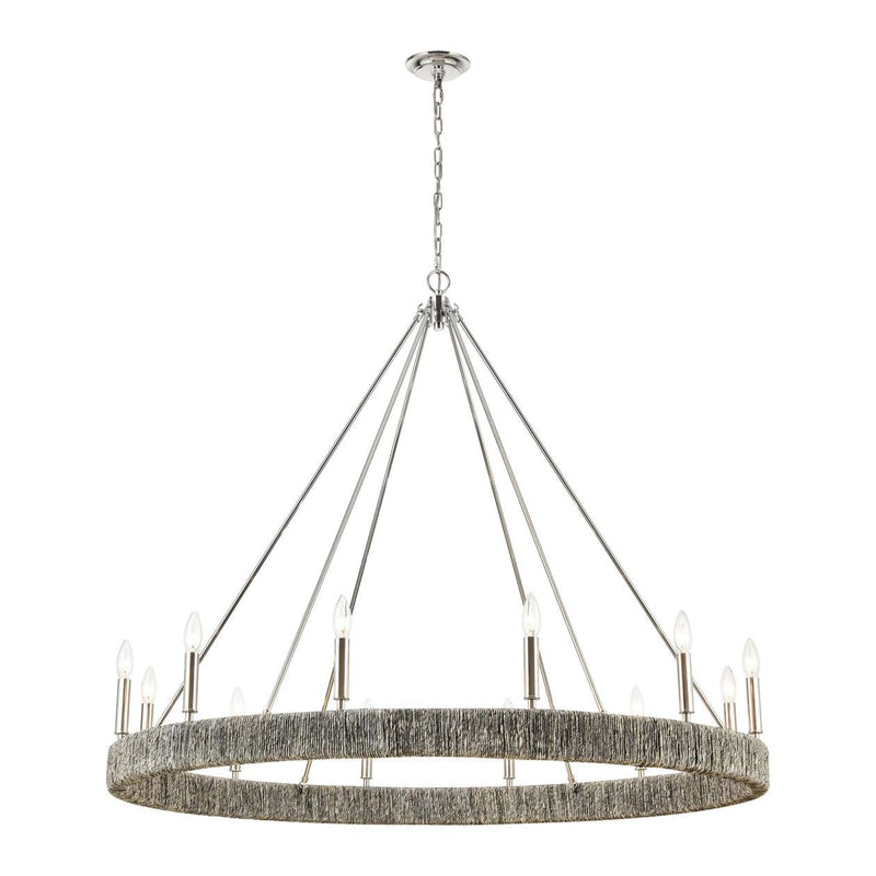 Abaca 12-Light chandelier in Polished Nickel ELK Lighting | Chandeliers | Modishstore