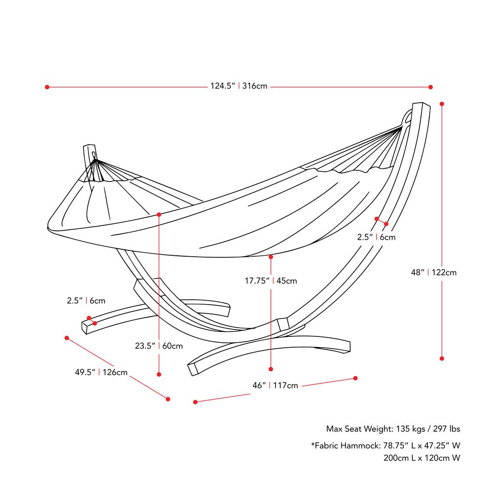 CorLiving Wood Frame Free Standing Sling Hammock in Beige by CorLiving | Outdoor Porch Swings | Modishstore - 6