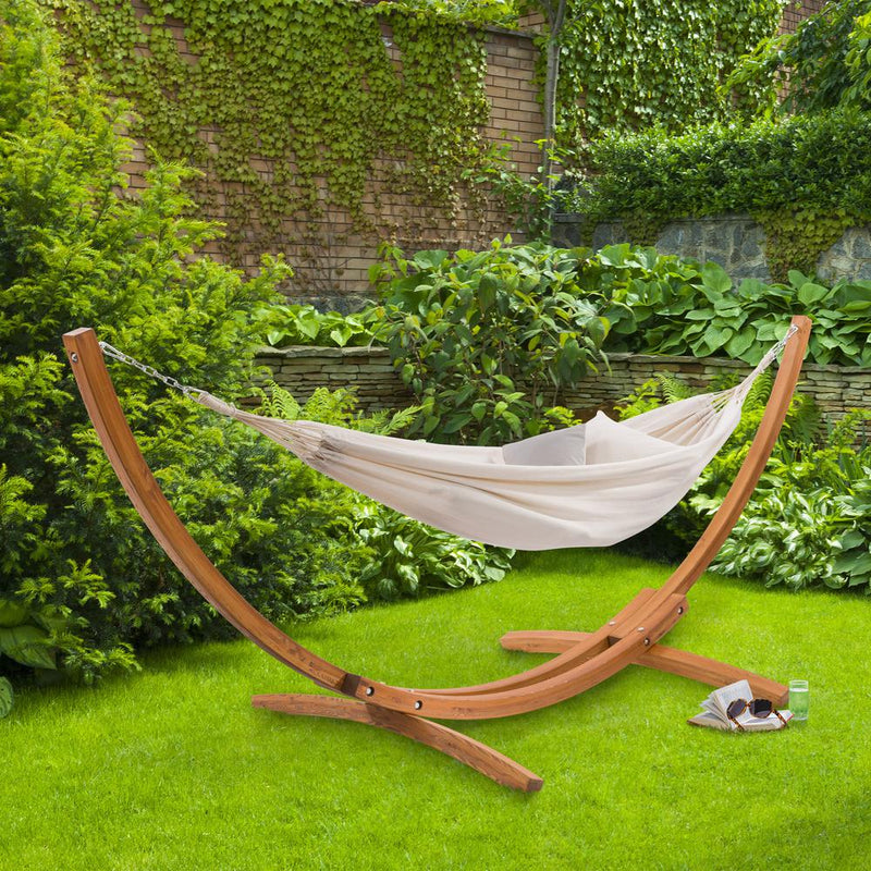 CorLiving Wood Frame Free Standing Sling Hammock in Beige by