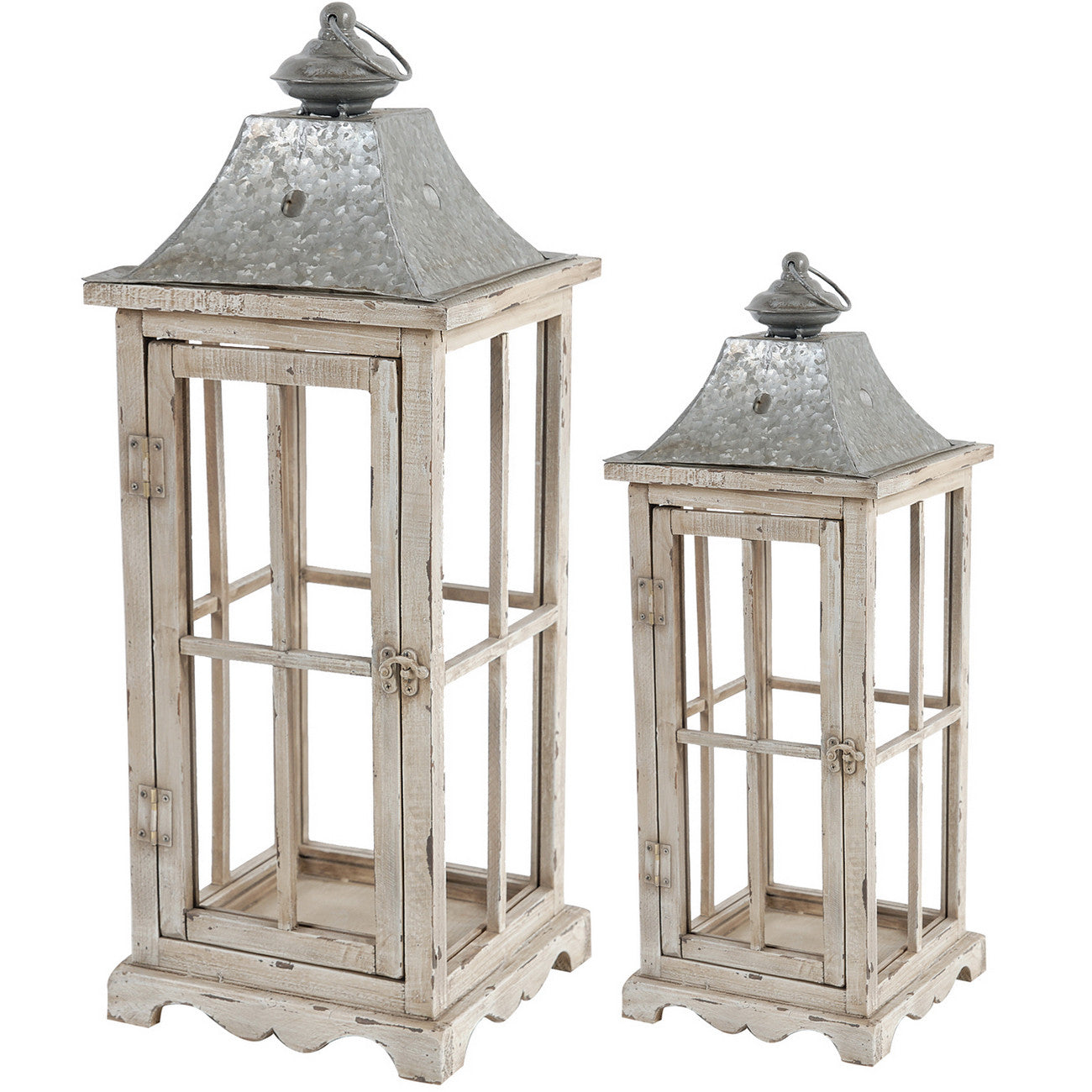 A&B Home Evelyn Enclosed Lanterns With Handle - Set Of 2 | Lanterns | Modishstore