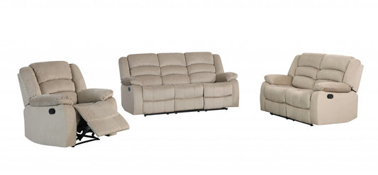 120" Contemporary Beige Fabric Sofa Set By Homeroots | Sofa Set | Modishstore