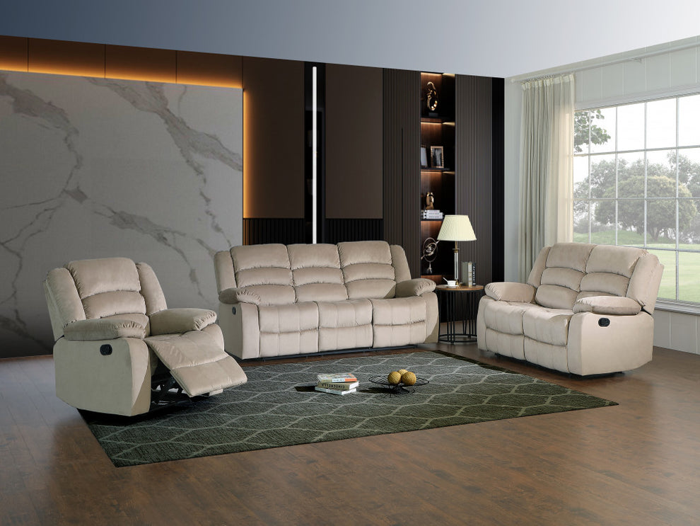120" Contemporary Beige Fabric Sofa Set By Homeroots | Sofa Set | Modishstore - 2