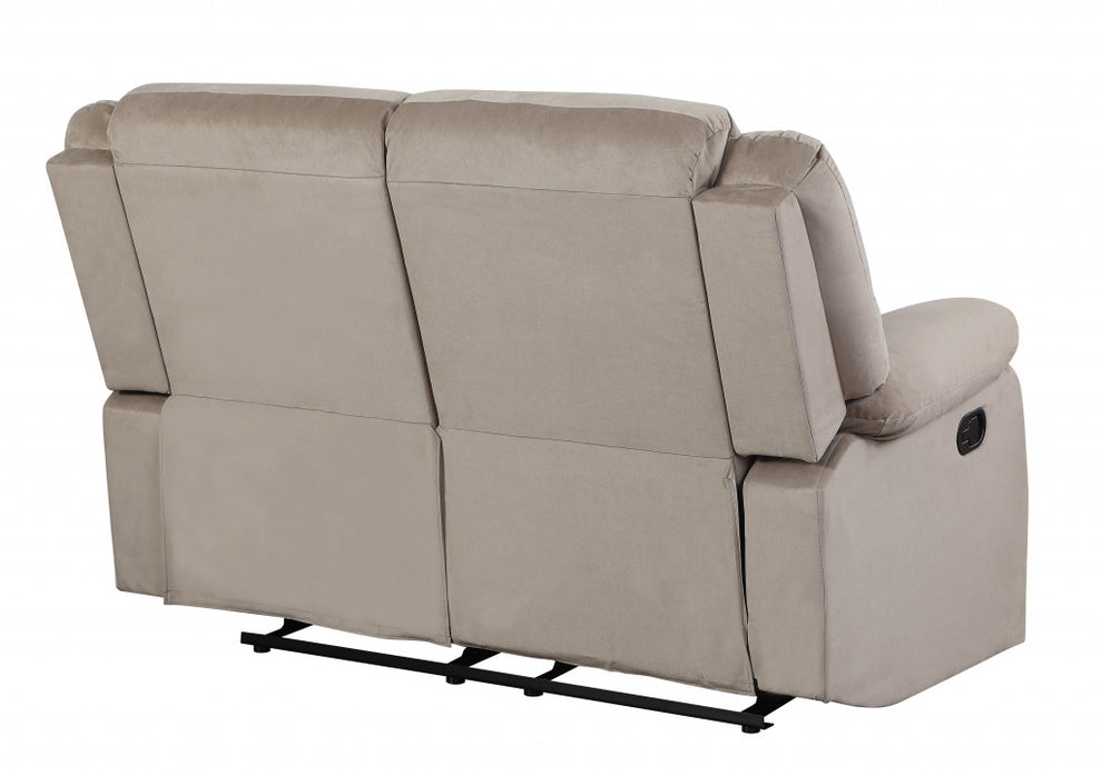 40" Contemporary Beige Fabric Loveseat By Homeroots | Loveseats | Modishstore - 3
