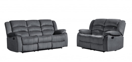 120" Contemporary Gray Fabric Sofa Set By Homeroots | Sofa Set | Modishstore