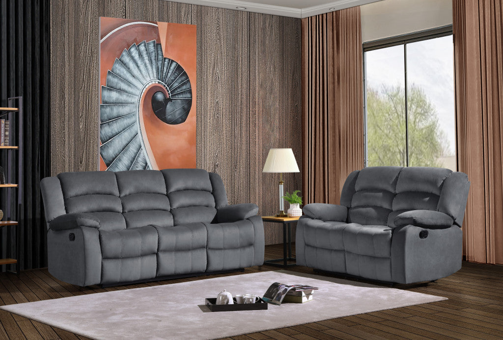 120" Contemporary Gray Fabric Sofa Set By Homeroots | Sofa Set | Modishstore - 2
