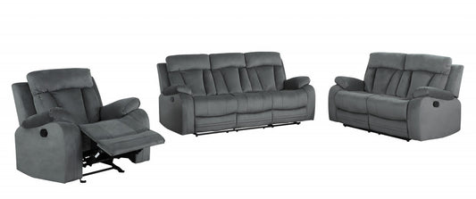 120" Modern Grey Fabric Sofa Set By Homeroots | Sofa Set | Modishstore