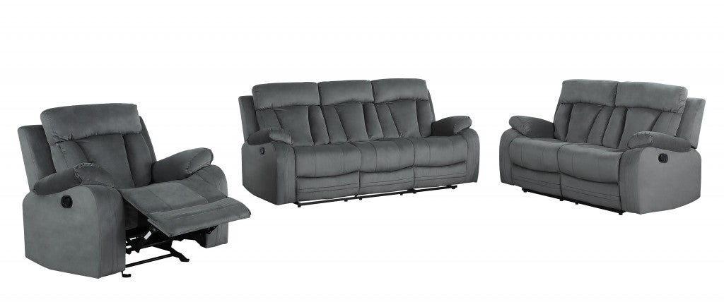 120" Modern Grey Fabric Sofa Set By Homeroots | Sofa Set | Modishstore
