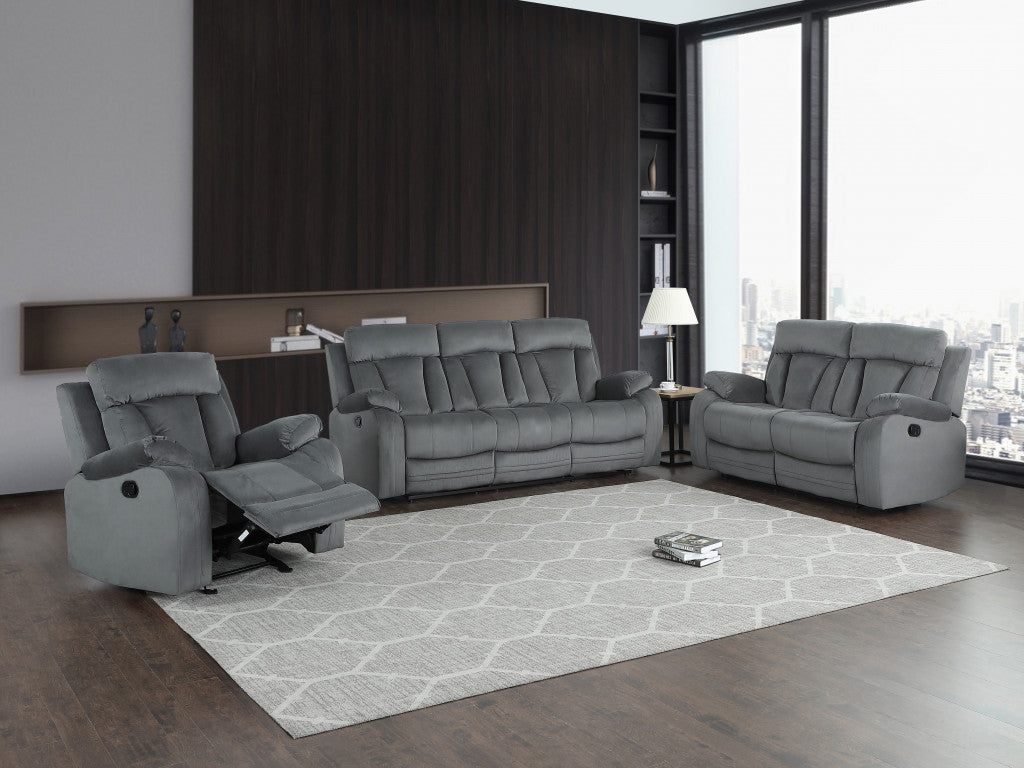 120" Modern Grey Fabric Sofa Set By Homeroots | Sofa Set | Modishstore - 2