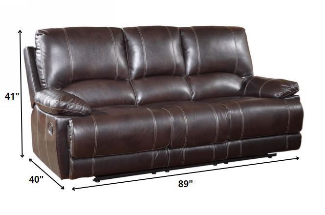 165" Stylish Brown Leather Couch Set By Homeroots | Sofa Set | Modishstore - 2