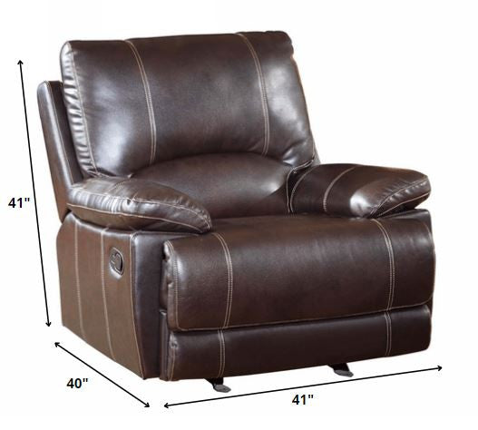 165" Stylish Brown Leather Couch Set By Homeroots | Sofa Set | Modishstore - 3