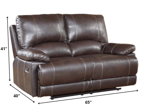 165" Stylish Brown Leather Couch Set By Homeroots | Sofa Set | Modishstore - 4