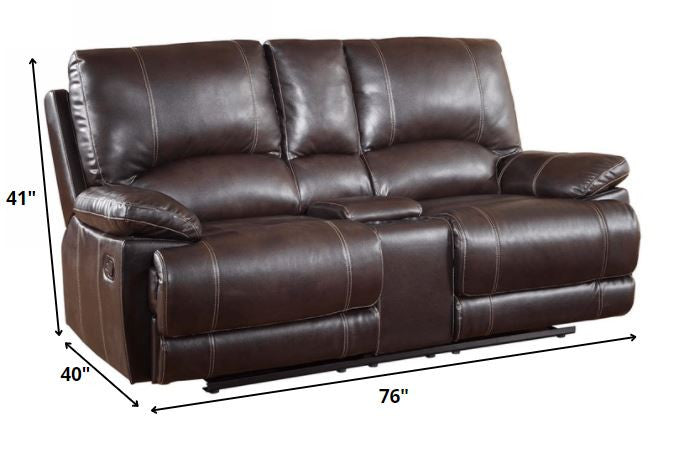 165" Stylish Brown Leather Couch Set By Homeroots | Sofa Set | Modishstore - 5