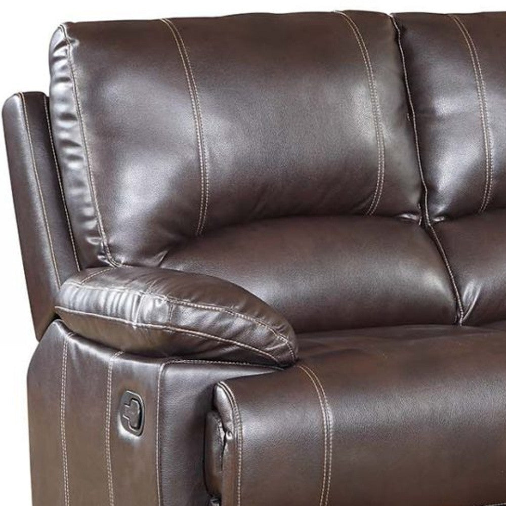 41" Stylish Brown Leather Loveseat By Homeroots | Loveseats | Modishstore - 2