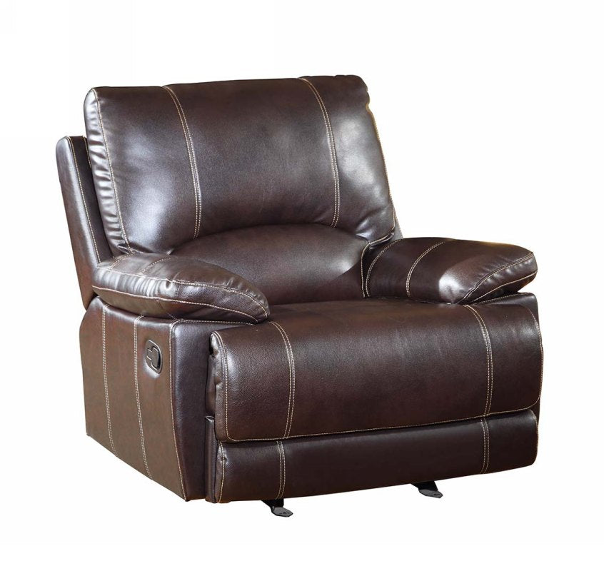 42" Brown Stylish Leather Reclining Chair By Homeroots