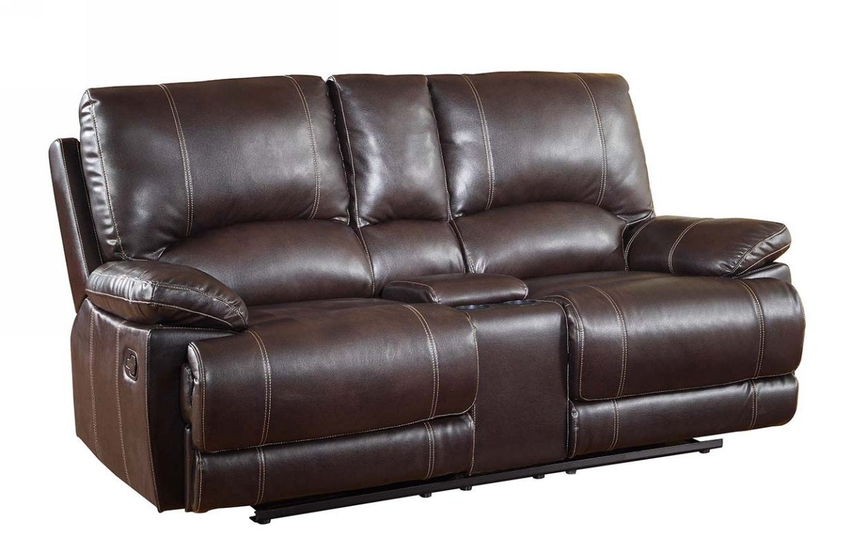 41" Stylish Brown Leather Console Loveseat By Homeroots | Loveseats | Modishstore