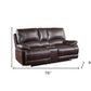 41" Stylish Brown Leather Console Loveseat By Homeroots