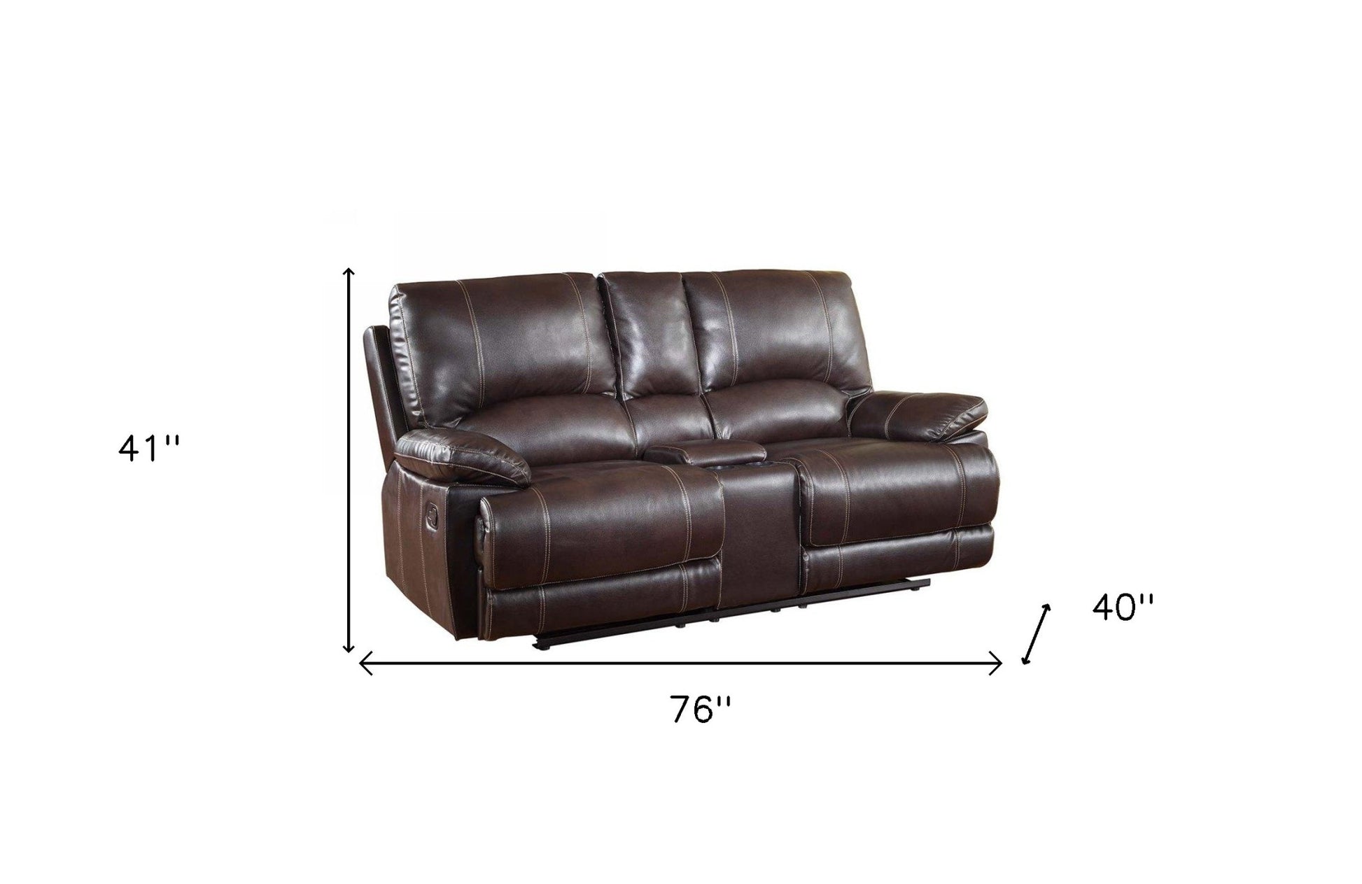 41" Stylish Brown Leather Console Loveseat By Homeroots | Loveseats | Modishstore - 4