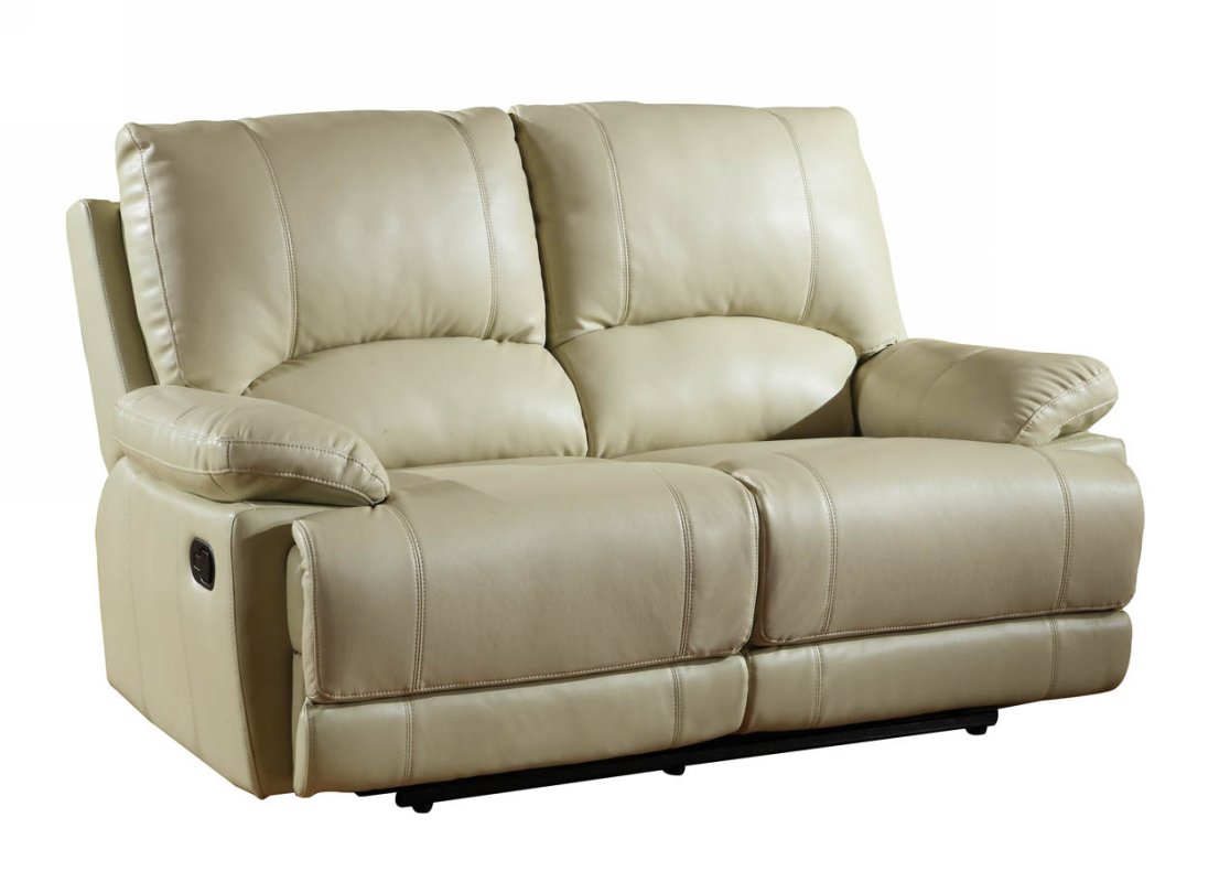 41" Stylish Beige Leather Loveseat By Homeroots