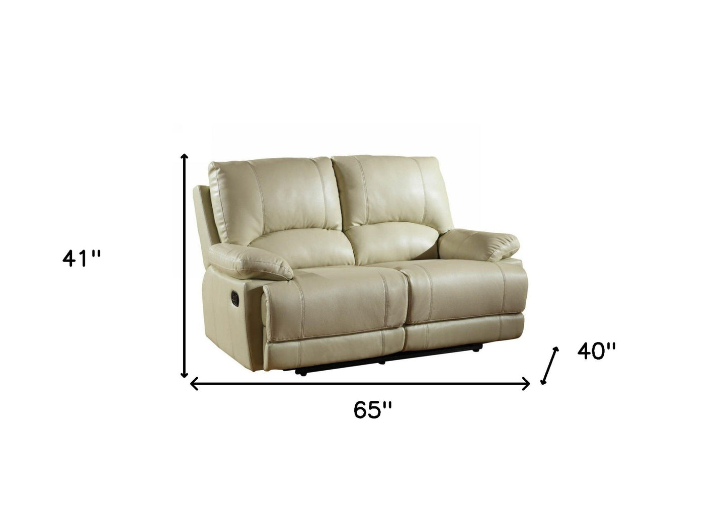 41" Stylish Beige Leather Loveseat By Homeroots | Loveseats | Modishstore - 5