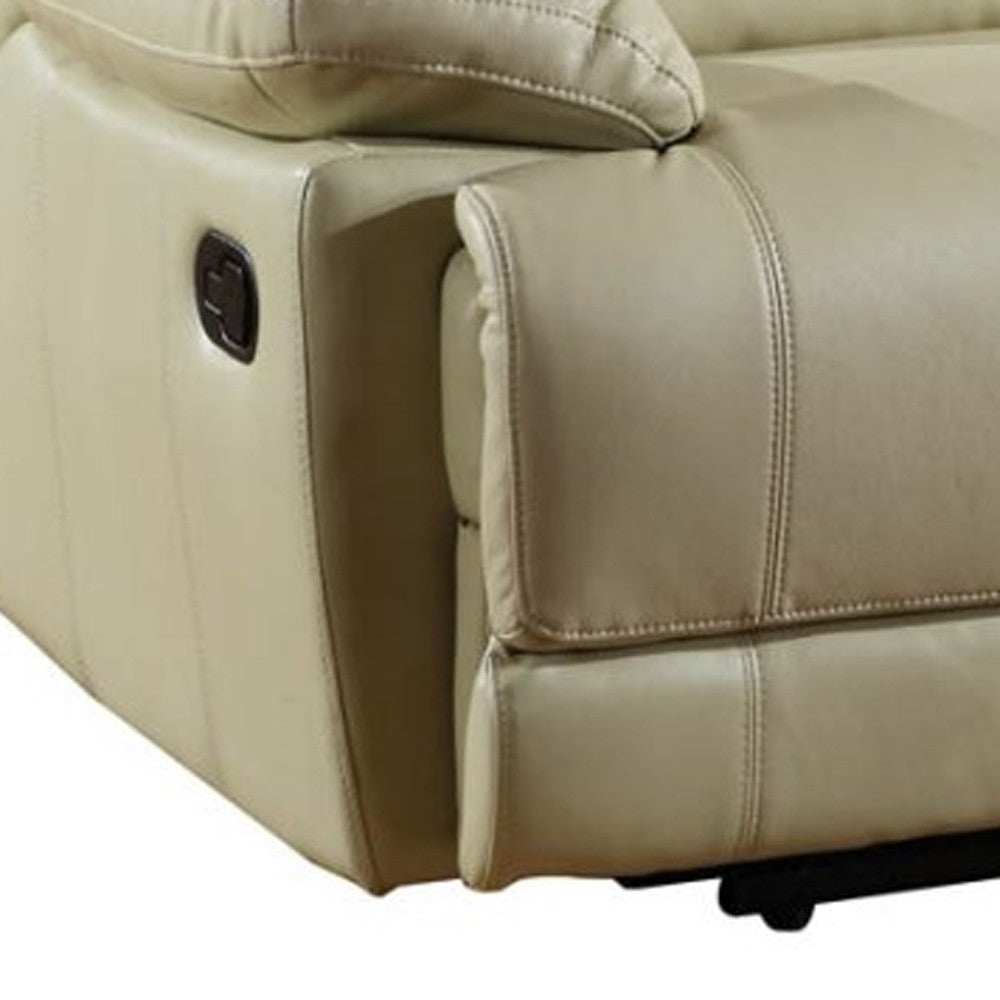 41" Stylish Beige Leather Loveseat By Homeroots | Loveseats | Modishstore - 4