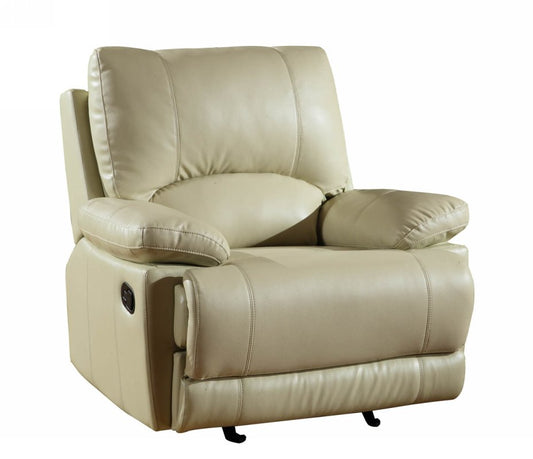 42" Beige Stylish Leather Reclining Chair By Homeroots