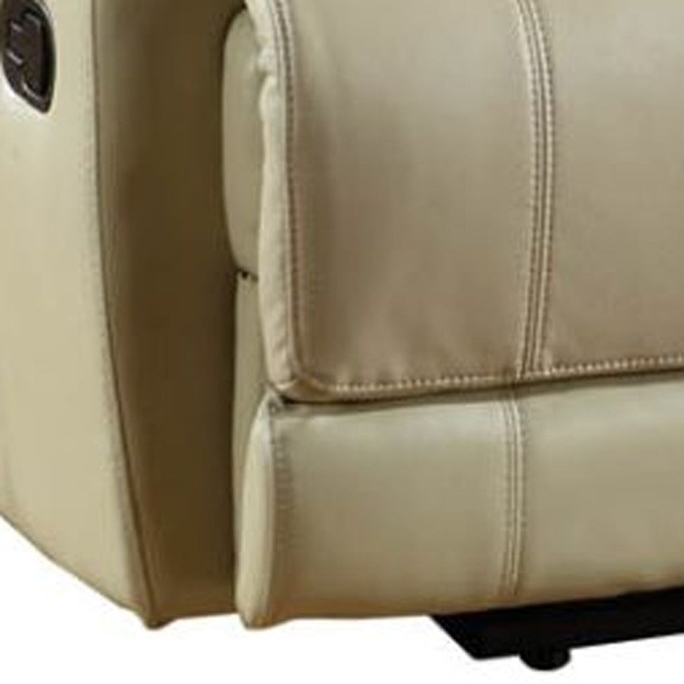 41" Stylish Beige Leather Console Loveseat By Homeroots | Loveseats | Modishstore - 2