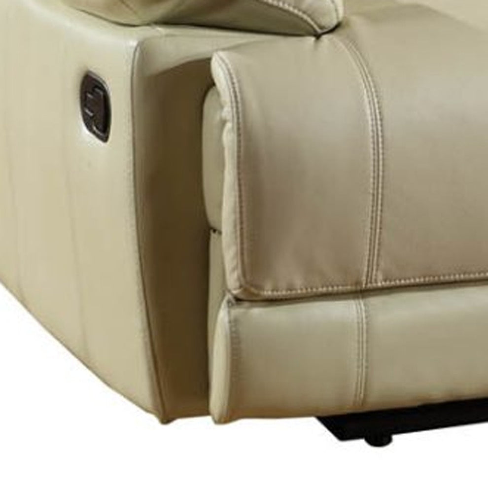 41" Stylish Beige Leather Console Loveseat By Homeroots | Loveseats | Modishstore - 3